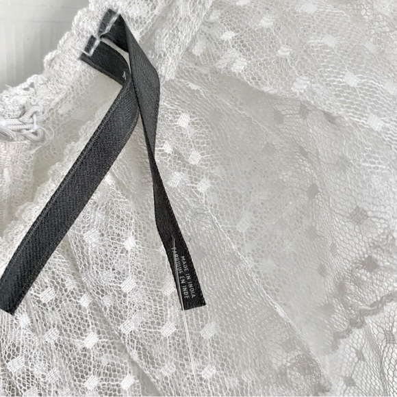 [🌟 PRICE FIRM] ANTHROPOLOGIE White Ruffle Sheer Mesh Maxi Dress Small Petite SP - Picture 10 of 15